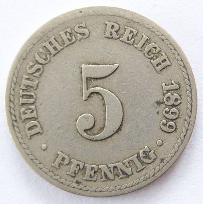  Deutsches Reich 5 Pfennig 1899 A K-N s-ss   