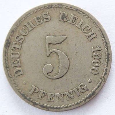  Deutsches Reich 5 Pfennig 1900 A K-N ss   