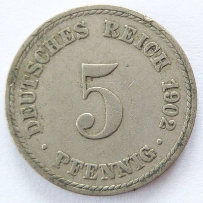 Deutsches Reich 5 Pfennig 1902 A K-N ss   