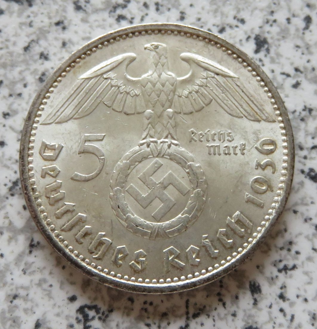  Drittes Reich 5 Reichsmark 1936 A, mHK, Erhaltung!   