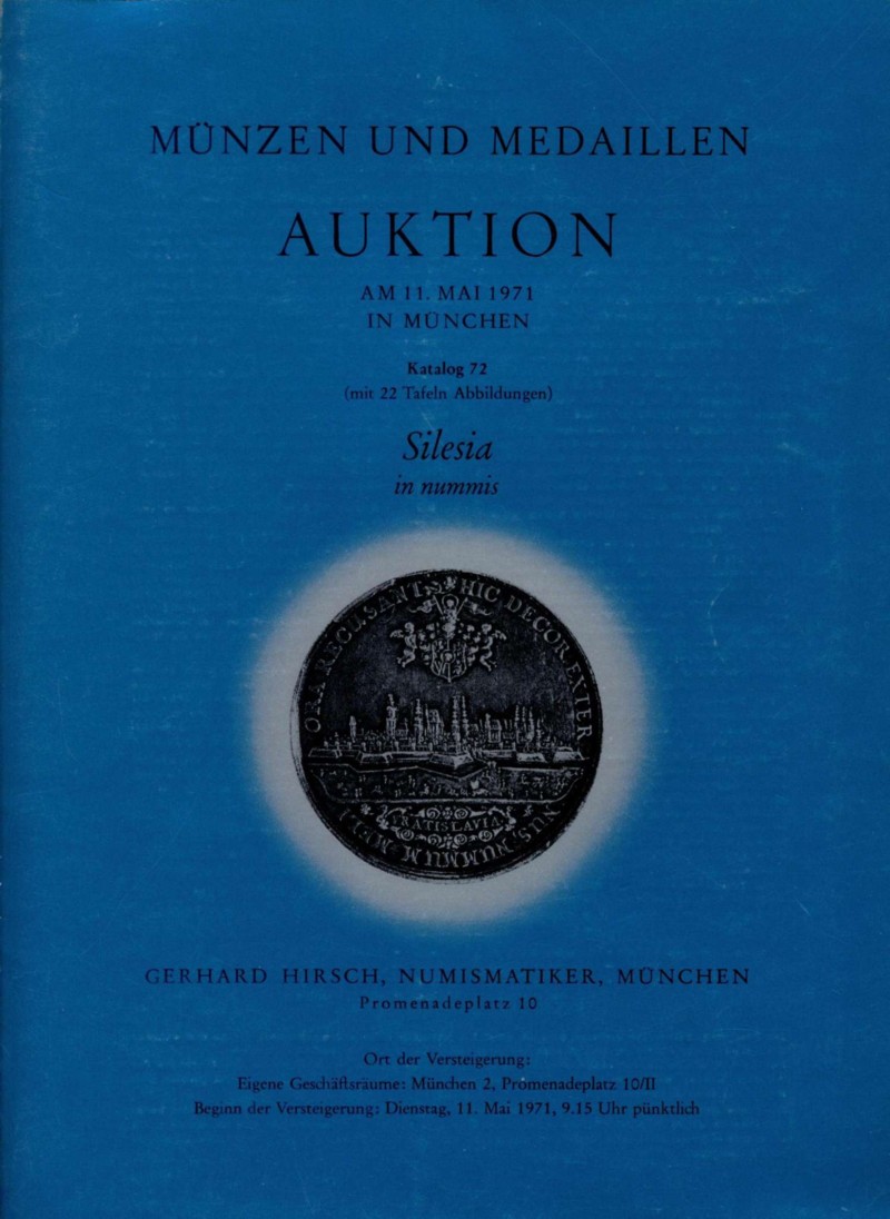 Hirsch (München) Auktion 72 (1971) Sammlung Schlesien - Silesia in nummis -!   