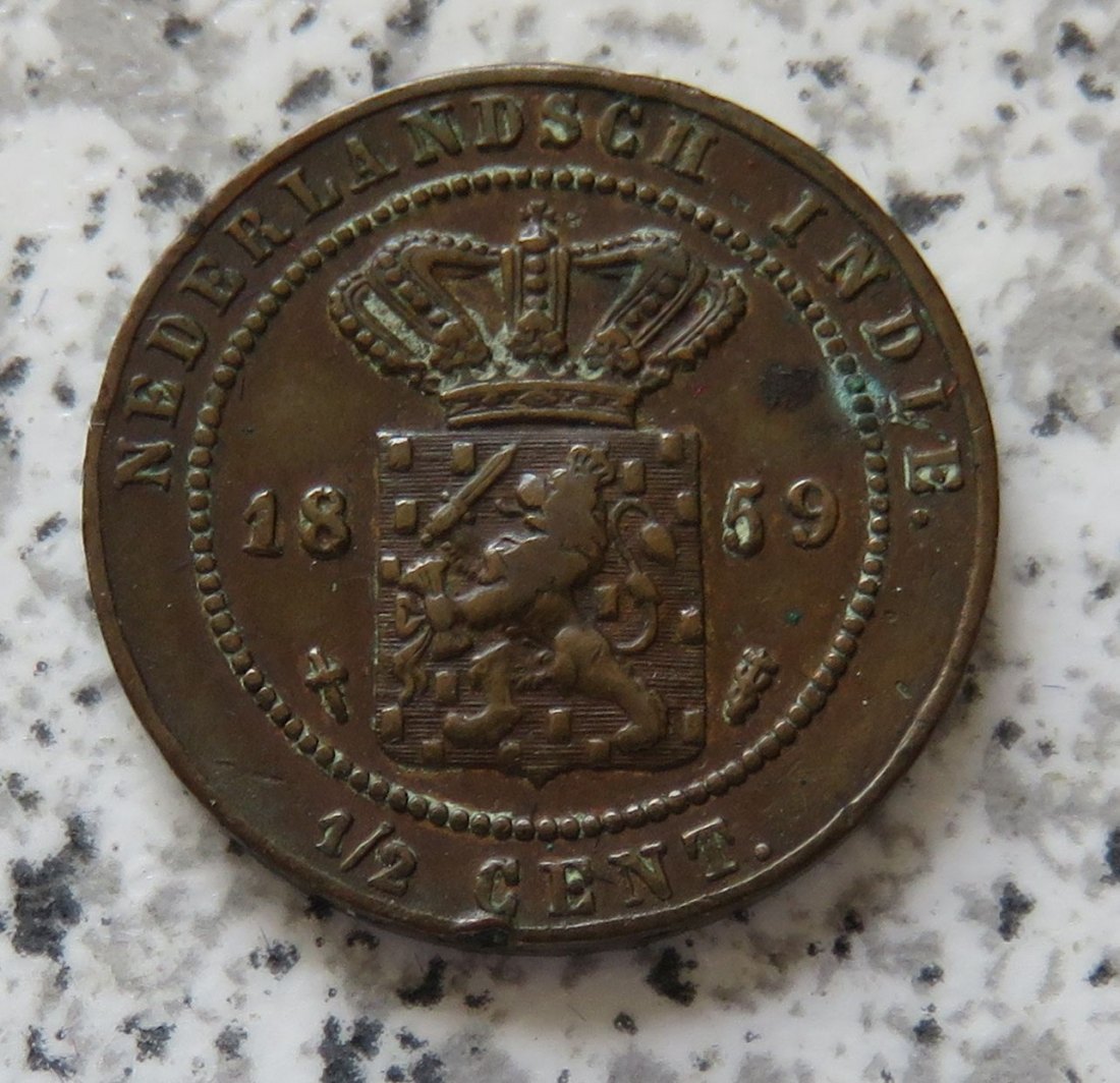  Niederländisch Indien 1/2 Cent 1859   