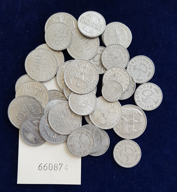  Reichsmünzen, Lot ca. 36 Stück   