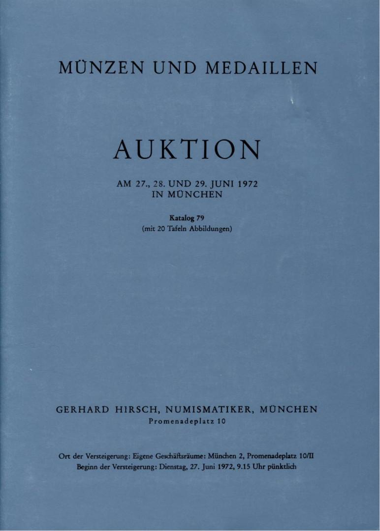  Hirsch (München) Auktion 79 (1972) Münzen & Medaillen Antike bis zur Neuzeit ua Personen Medaillen   