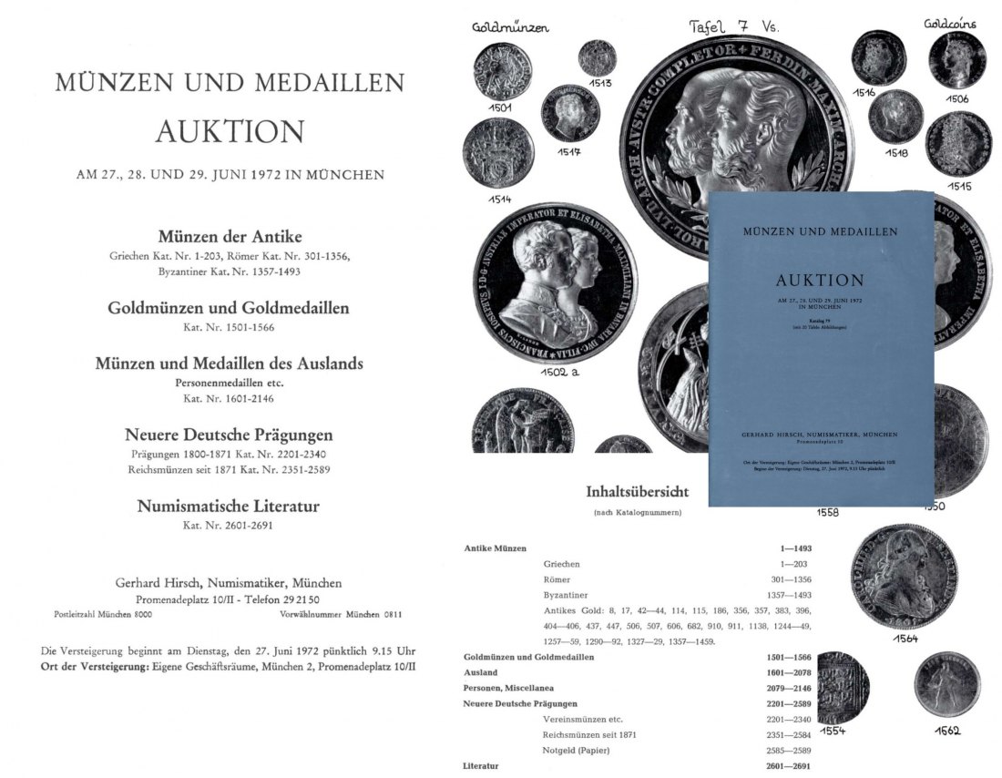  Hirsch (München) Auktion 79 (1972) Münzen & Medaillen Antike bis zur Neuzeit ua Personen Medaillen   