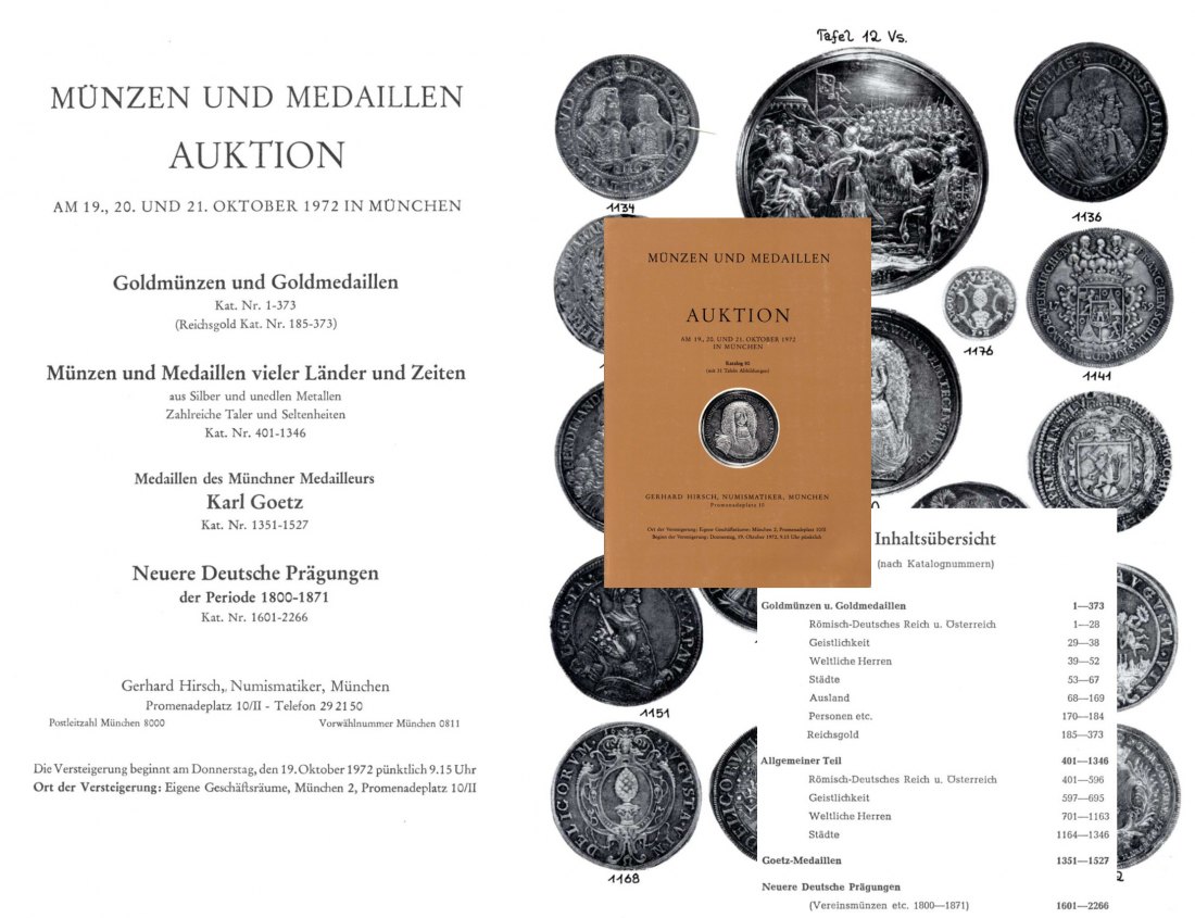  Hirsch (München) Auktion 80 (1972) Münzen & Medaillen bis Neuzeit Sammlung Medaillen von Karl Goetz   