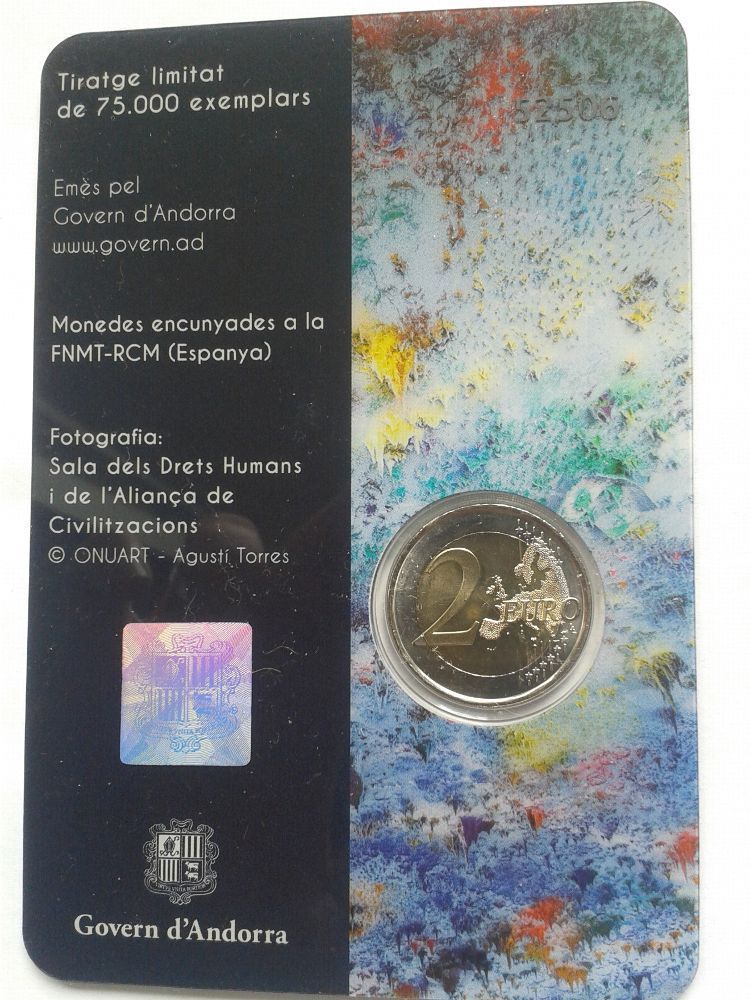  2 euro 2018 Andorra Menschenrechte coincard - 2 euro Münze im Blister   