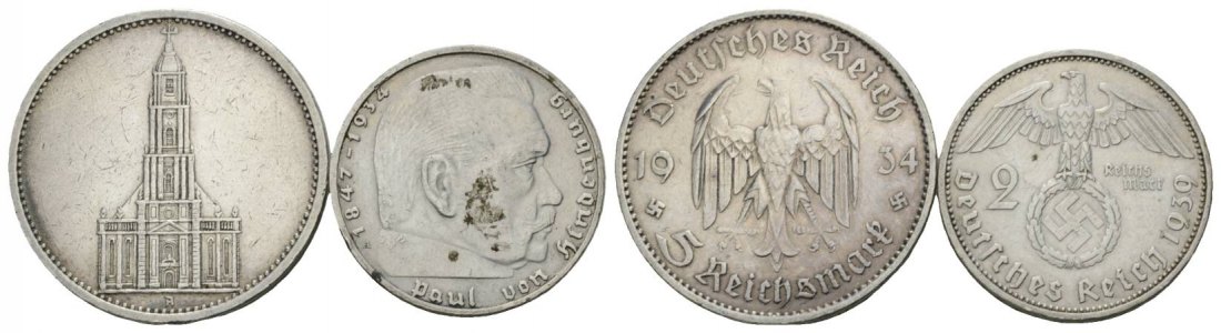  Reichsmünzen, 2 Stück 1939/1934   