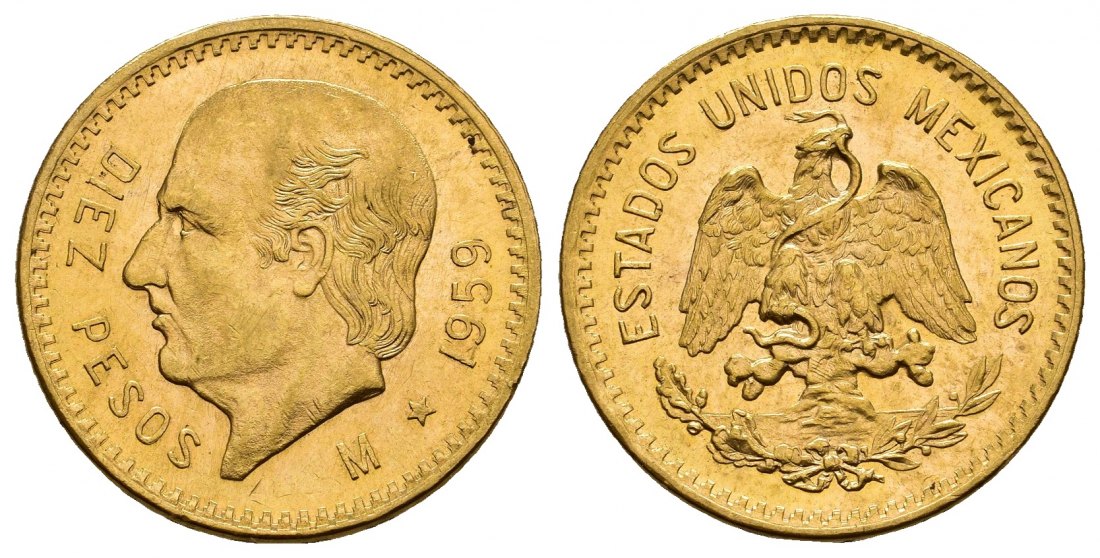 PEUS 8164 Mexiko 7,5 g Feingold. Miguel Hidalgo y Costilla 10 Pesos GOLD 1959 M Stempelglanz