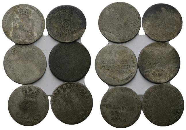  Altdeutschland; 6 Kleinmünzen   