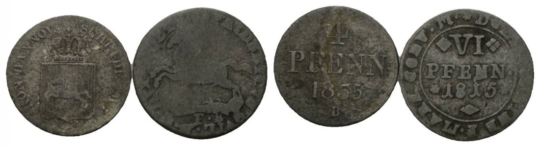  Altdeutschland; 2 Kleinmünzen 1835/1815   