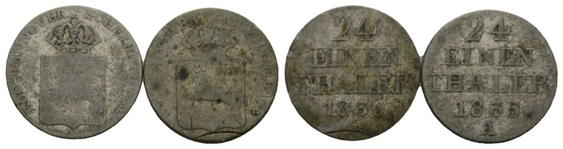  Altdeutschland; 2 Kleinmünzen 1836/1835   
