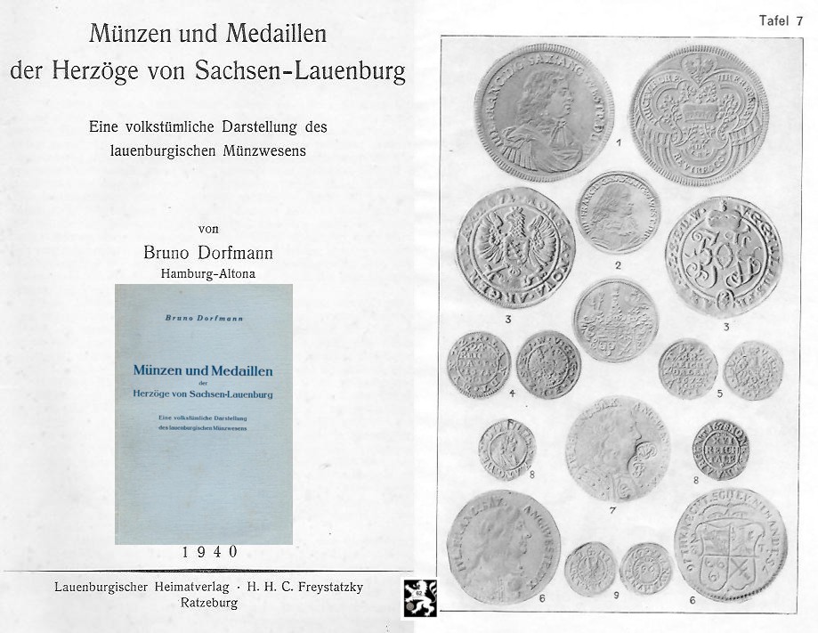  ZITIERWERK Dorfmann - Münzen und Medaillen der Herzöge von Sachsen Lauenburg (1940) Bro.   