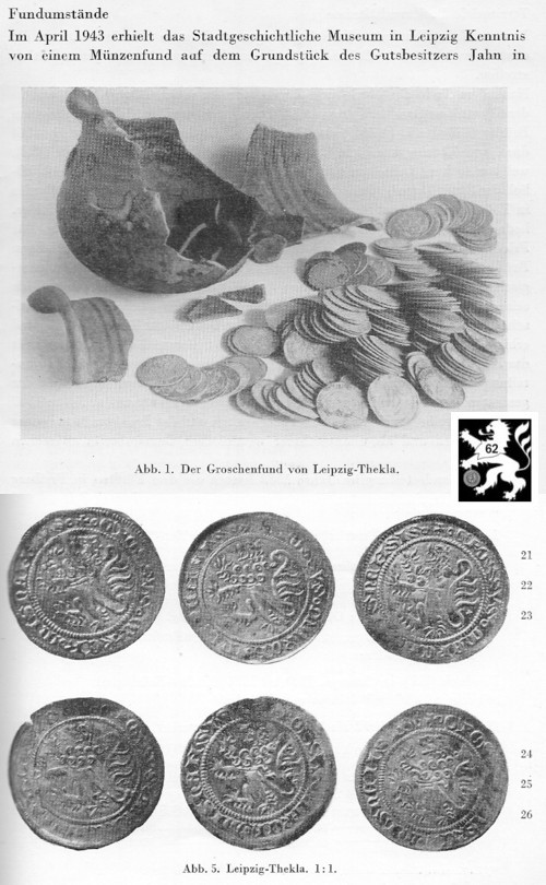  Krug - SD - Der Groschenfund von Leipzig Thekla ( Münzen aus dem letzten Viertel des 14 Jahrhundert)   
