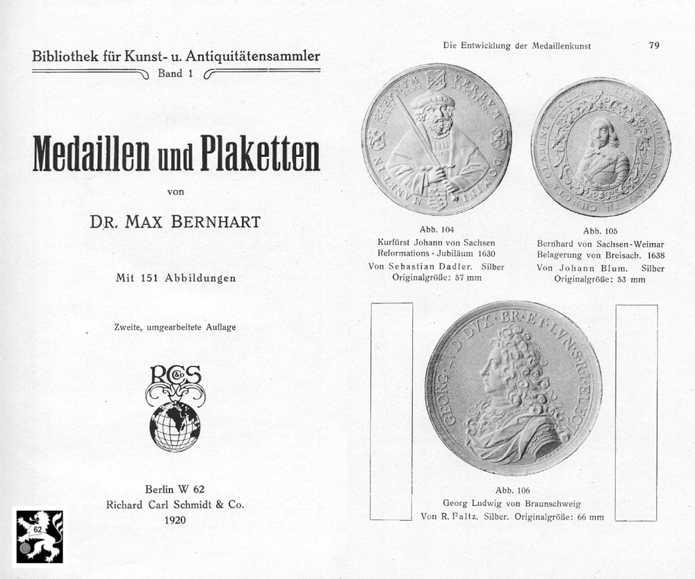  Bernhart , Max Dr.- Medaillen und Plaketten (1920 Ln)   