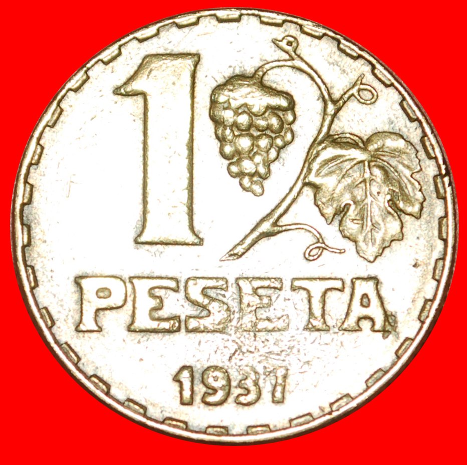  * II. REPUBLIK (1931-1939): SPANIEN ★ 1 PESETA 1937 RUBIA! ★OHNE VORBEHALT!   