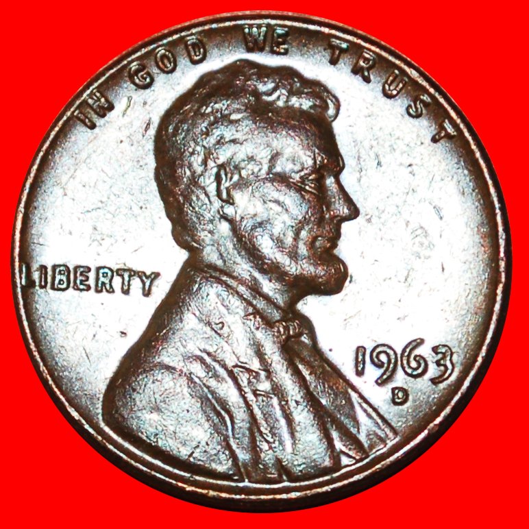  * MEMORIAL (1959-1982): USA ★ 1 CENT 1963D! LINCOLN (1809-1865) ★OHNE VORBEHALT!   