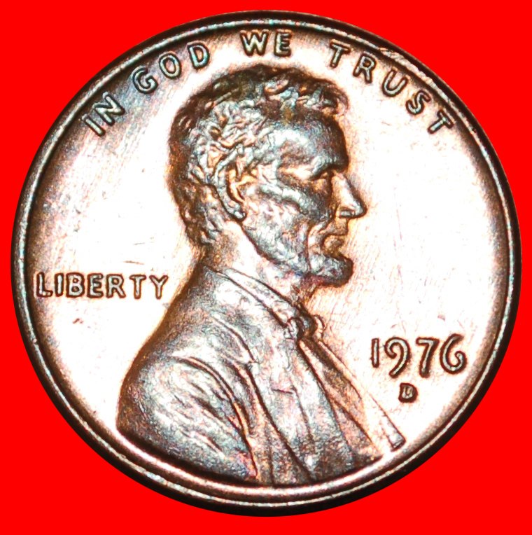  * MEMORIAL (1959-1982): USA ★ 1 CENT 1976D uSTG STEMPELGLANZ! LINCOLN (1809-1865)★OHNE VORBEHALT!   