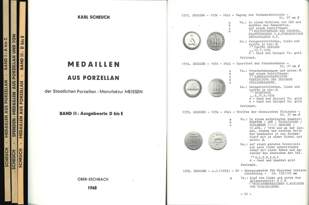  Karl Schuech; Medaillen aus Porzellan; Band I-III; Ober - Eschbach 1968   