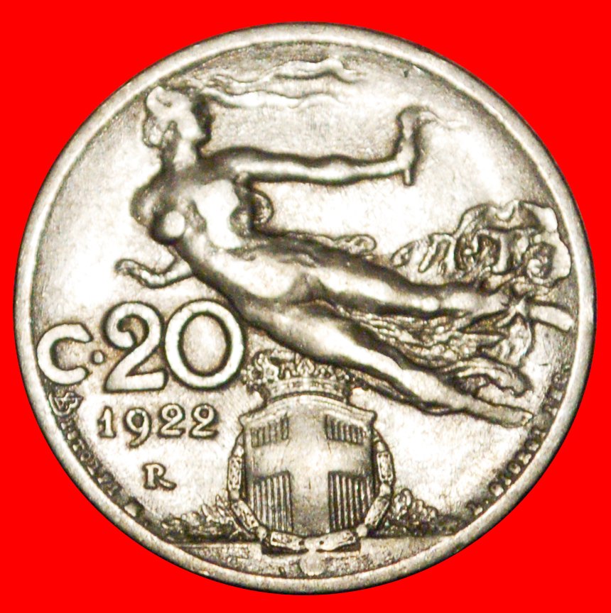 * FLYING TORCH (1907-1935): ITALY ★ 20 CENTESIMOS 1922R! DIES 2+C! ★LOW START ★ NO RESERVE!