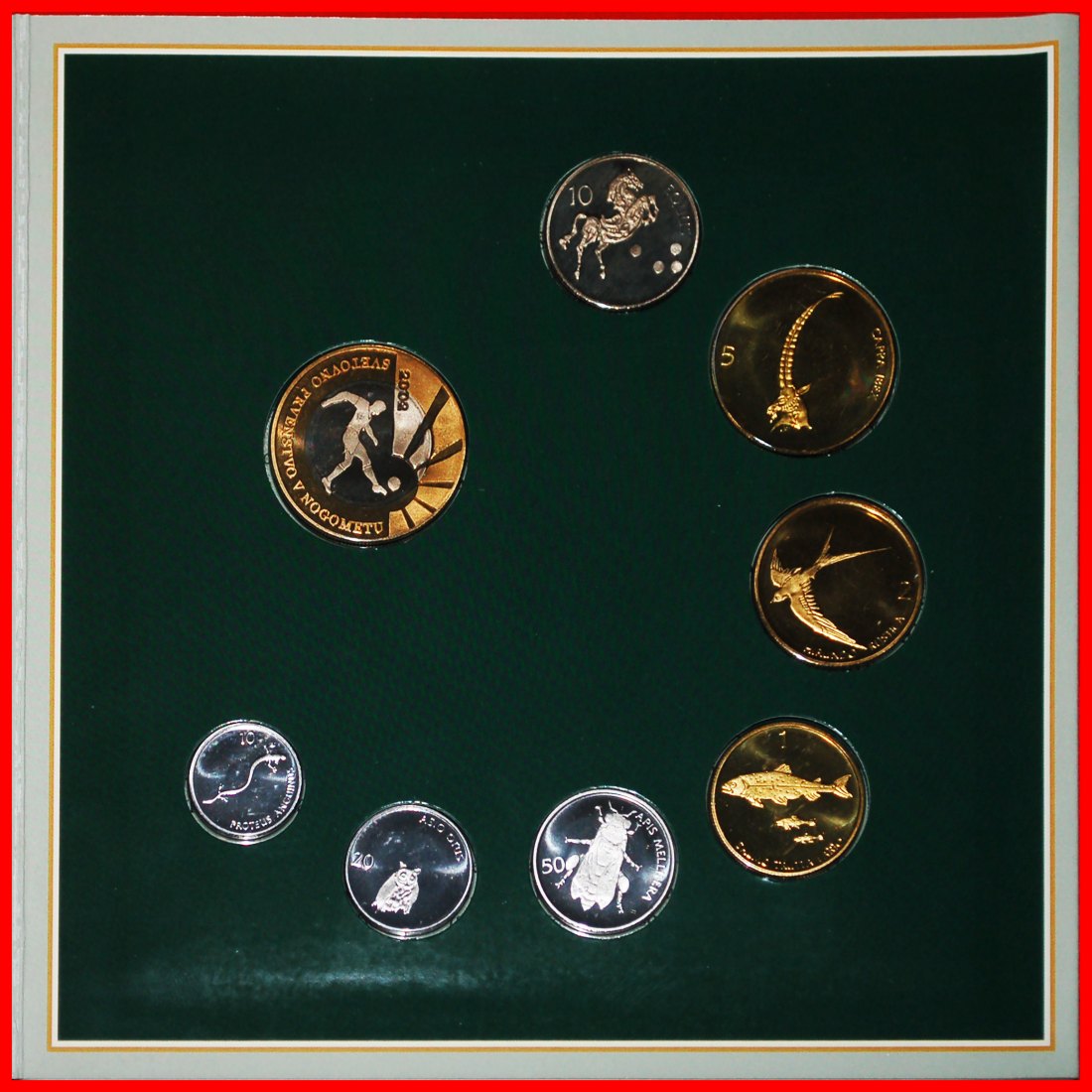  * FOOTBALL JAPAN SOUTH KOREA: SLOVENIA ★ PROOF SET 2002 (8 COINS) RARE!★LOW START ★ NO RESERVE!   