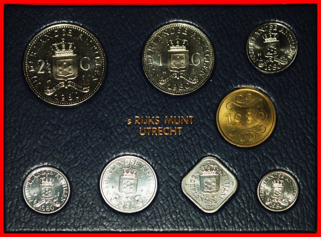  * FDC SET:NETHERLANDS ANTILLES★1 - 2 1/2 - 5-10-25 CENTS 1-2 1/2 GULDEN 1980★LOW START ★ NO RESERVE!   