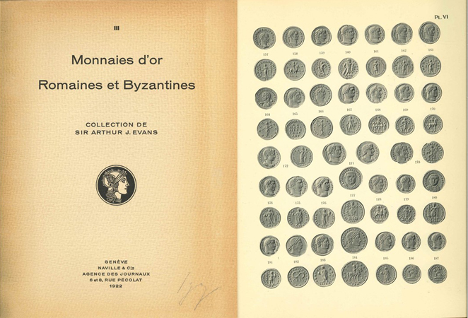  Arthur J.Evans; Monnaies d'or Romaines et Byzantines; Geneve 1922   