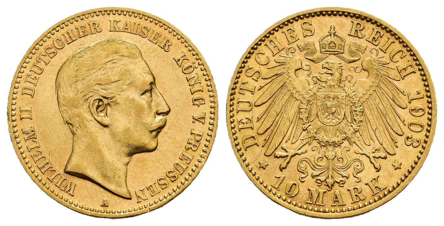 PEUS 8199 Preußen - Kaiserreich 3,58 g Feingold. Wilhelm II.(1888 - 1918) 10 Mark GOLD 1903 A Sehr schön