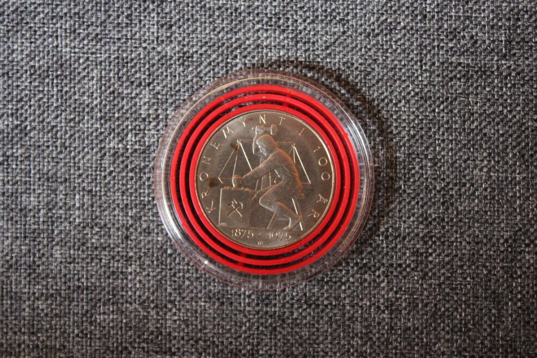 Norwegen 5 Kronen 1975 Kursgedenkmünze 5 Kroner 100 Jahre Kronen Währung