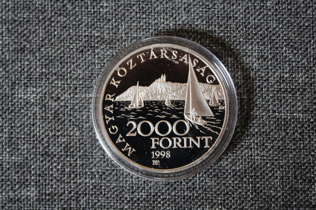  Ungarn Silber. 2000 Forint 1998 Schiff auf den Plattensee PP   