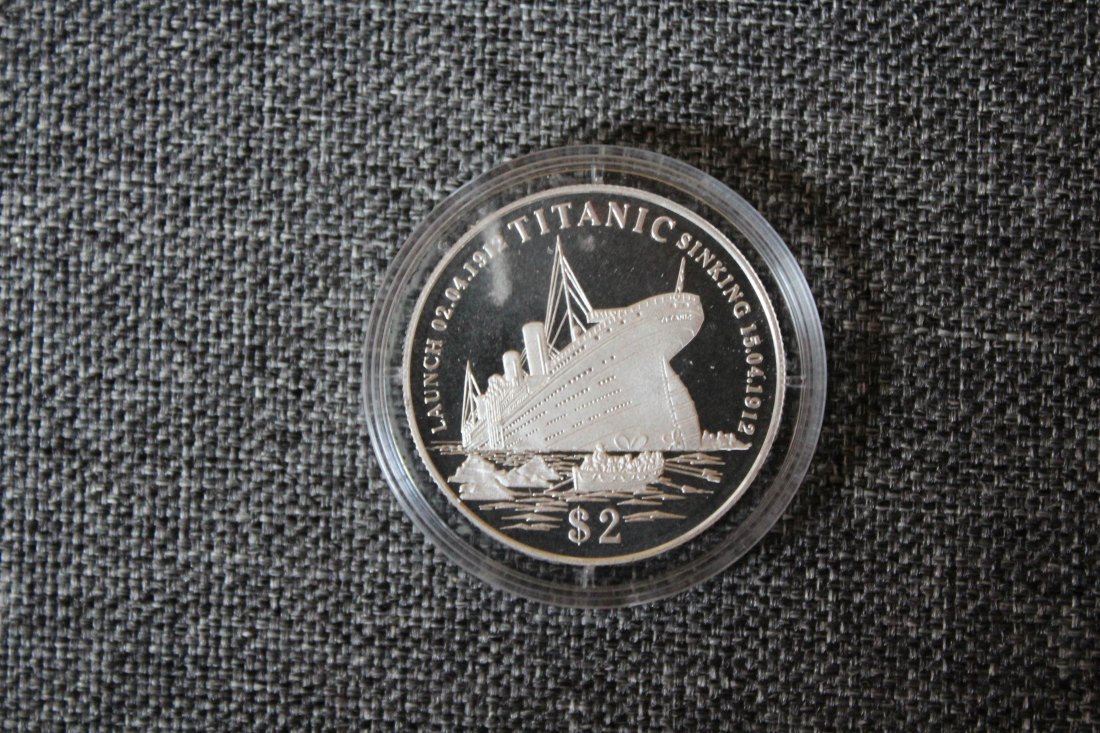 Kiribati Silber 2 Dollars 1998 Untergang der Titanic Polierte Platte