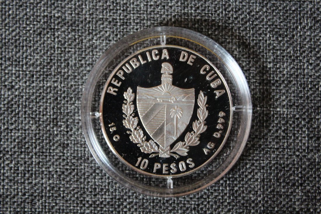  1998 Kuba Silber 10 Pesos  Mississippi Dampfer Polierte Platte   