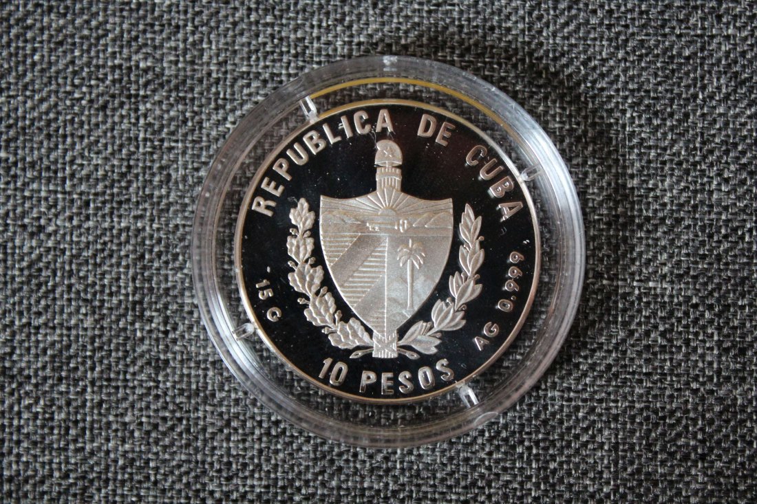 Kuba Silber 10 Pesos 1997 150. Jahrestag Hamburg Amerika Linie Polierte Platte   
