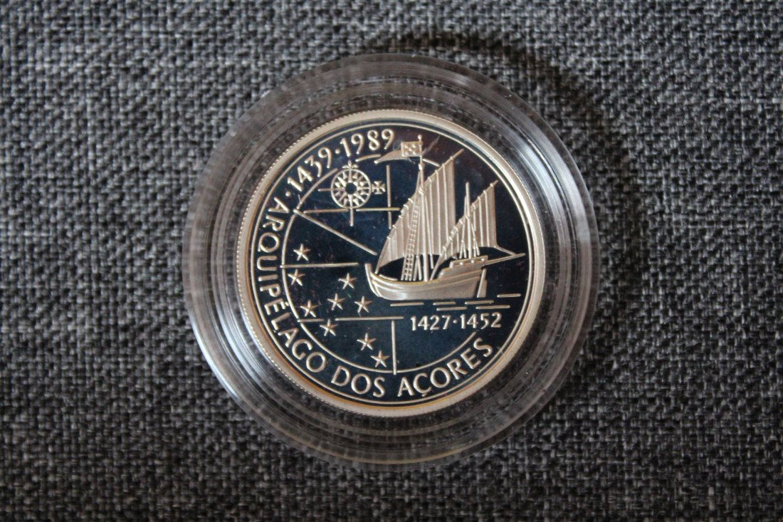 Portugal. Silber. 100 Escudos 1989 Entdeckung der Azoren (1427 - 1452) PP