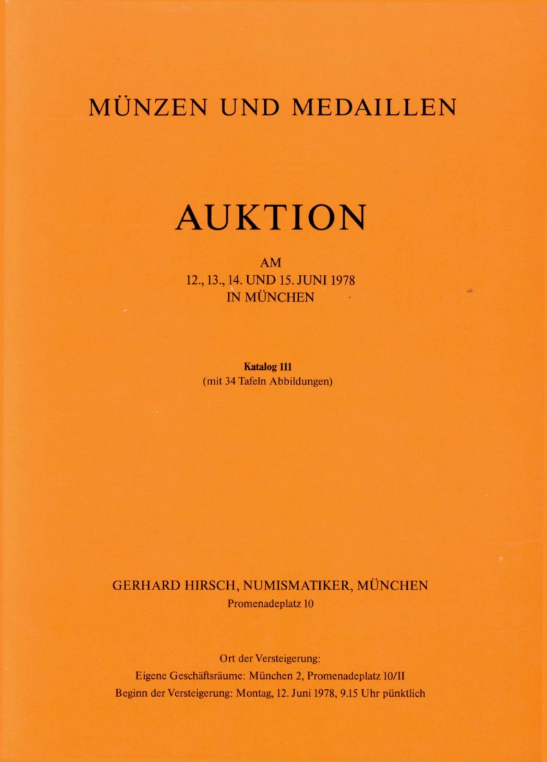  Hirsch (München) Auktion 111 (1978) Antike ,Mittelalter grössere Reihe Byzantiner ,Neuzeit   
