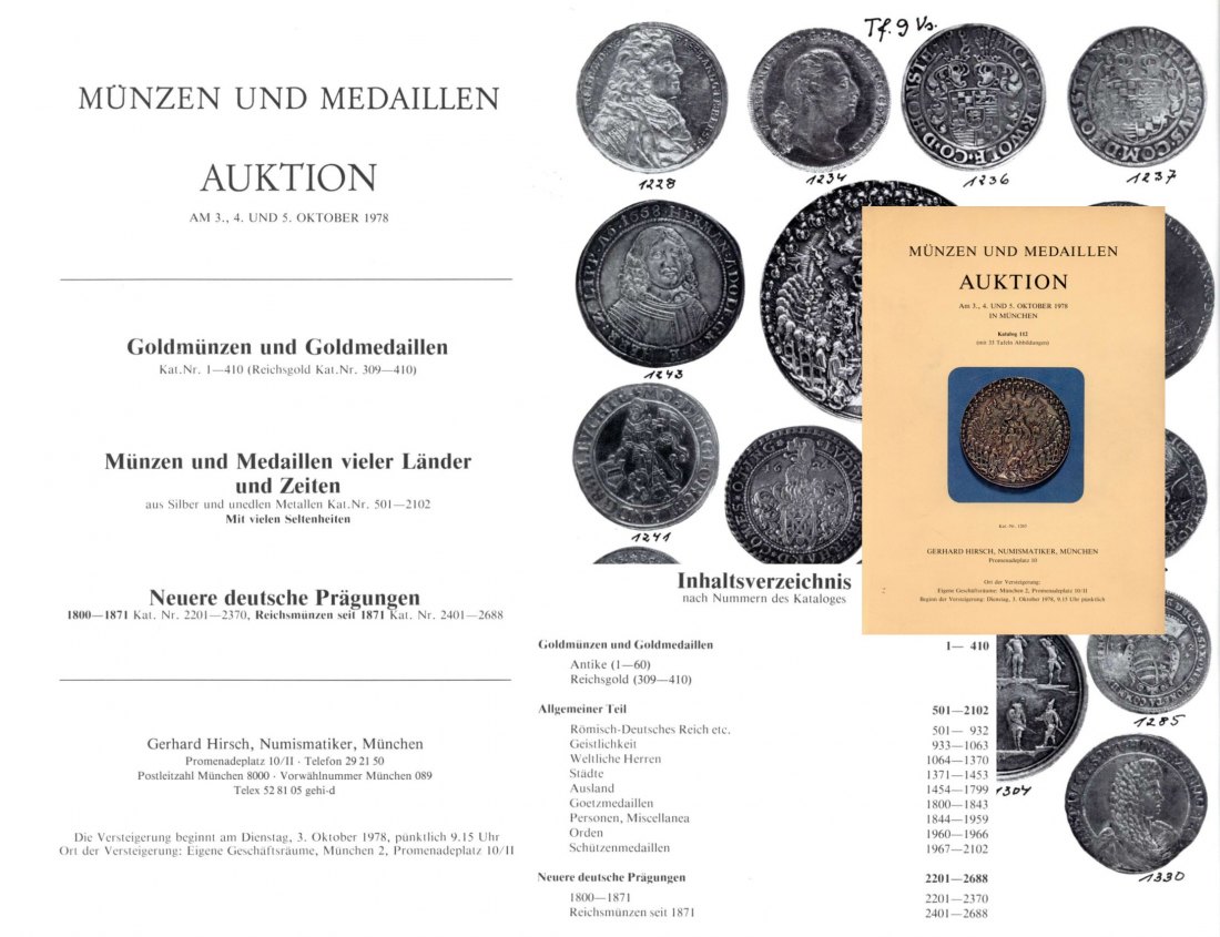  Hirsch (München) Auktion 112 (1978) Mittelalter bis Neuzeit Grössere Serie Goldmünzen   