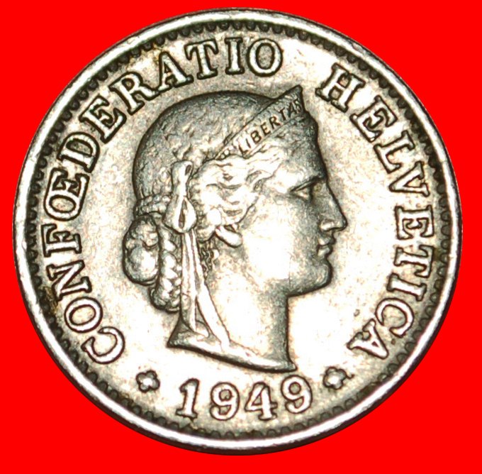  * LIBERTY (1879-2022): SWITZERLAND ★ 5 RAPPEN 1949B! DIES 1+A! LOW START ★ NO RESERVE!   