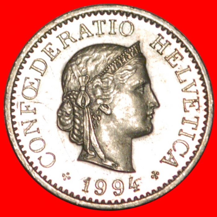 * LIBERTY (1879-2022): SWITZERLAND ★ 10 RAPPEN 1994B! DIES 2+C MINT LUSTRE! LOW START ★ NO RESERVE!