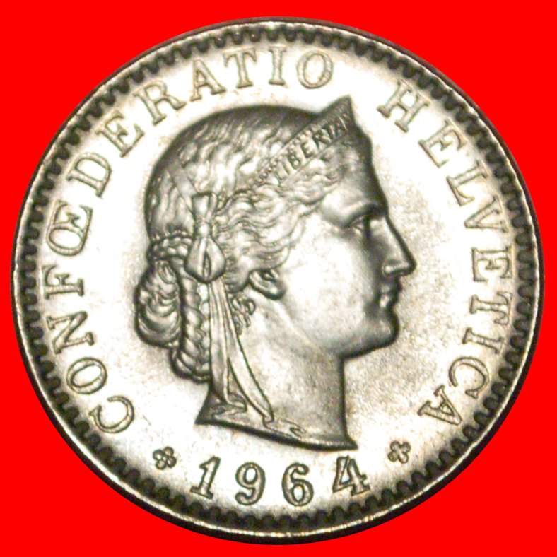 * LIBERTY (1939-2022): SWITZERLAND ★ 20 RAPPEN 1964B UNC DIES 1+A! LOW START ★ NO RESERVE!