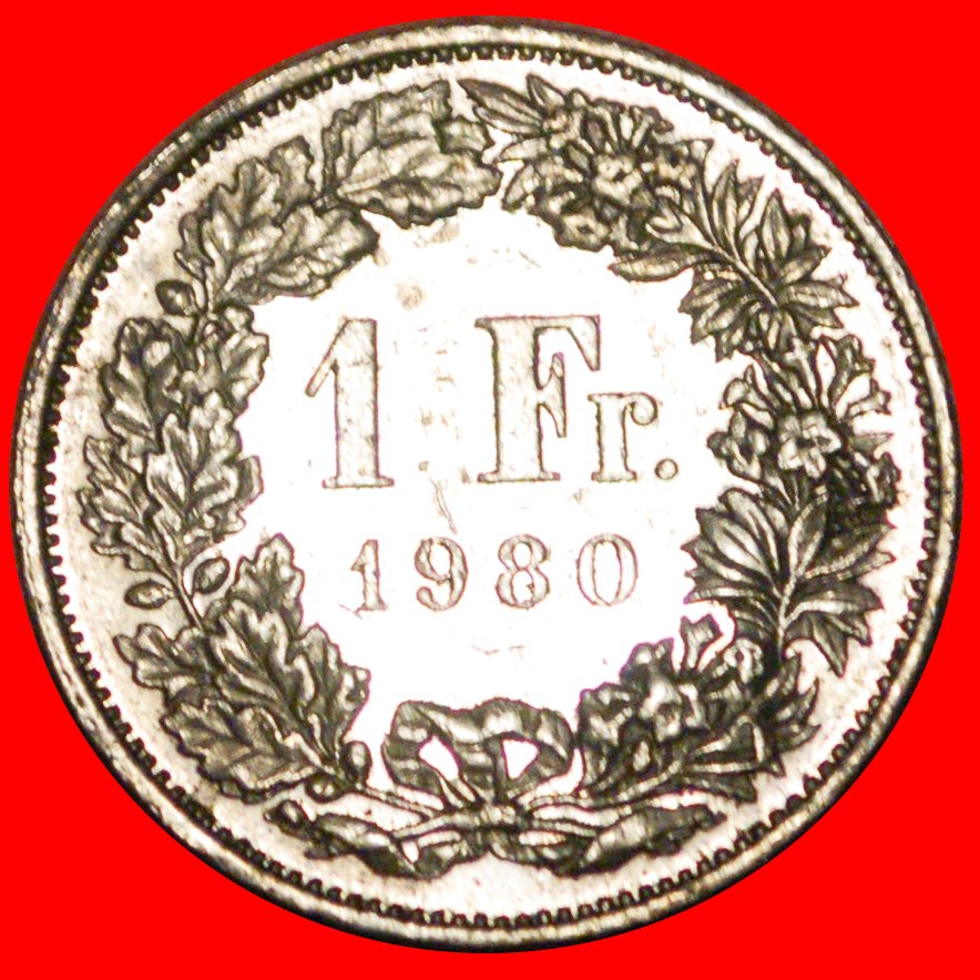 * WITHOUT STAR (1850-2022): SWITZERLAND ★ 1 FRANC 1980! LOW START ★ NO RESERVE!