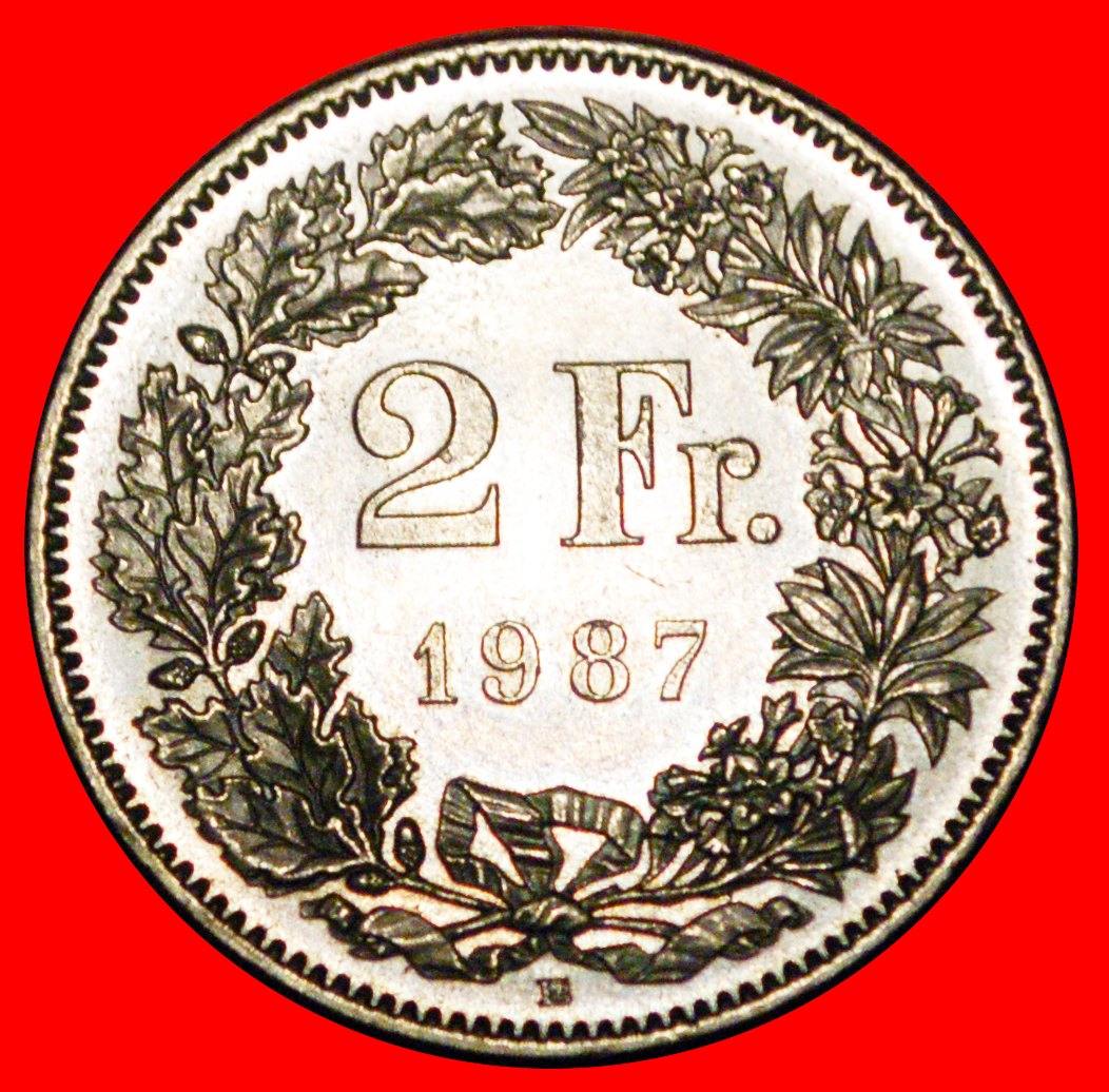 * MIT ZUSÄTZLICHEM STERN (1860-2022): SCHWEIZ ★ 2 FRANKEN 1987B STG! STEMPEL 1+D! OHNE VORBEHALT!