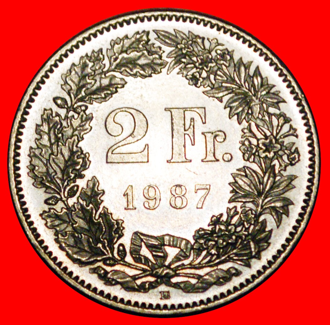  * WITH STAR (1860-2022): SWITZERLAND ★ 2 FRANCS 1987B! DIES 1+D! UNC! LOW START ★ NO RESERVE!   