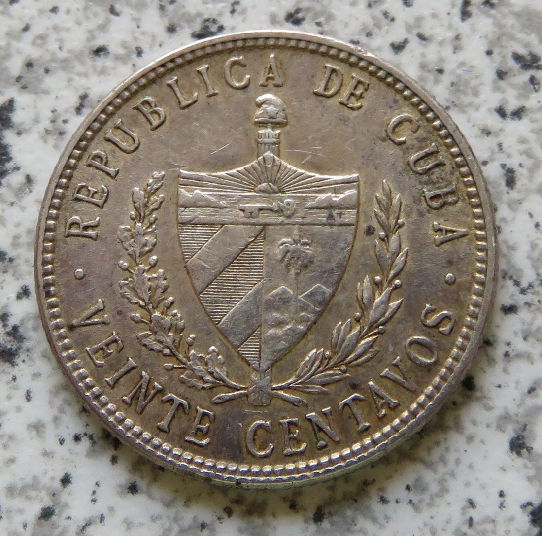  Cuba 20 Centavos 1949, Silber   