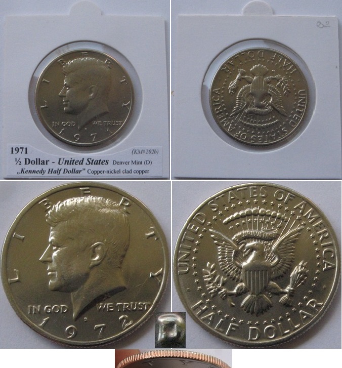  1971, United States, ½ Dollar,D, (Kennedy Half Dollar)   