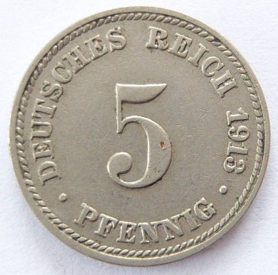  Deutsches Reich 5 Pfennig 1913 D K-N ss+   