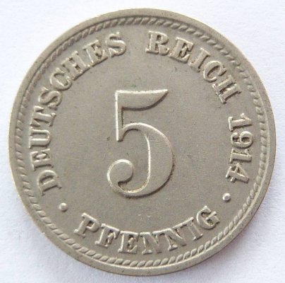  Deutsches Reich 5 Pfennig 1914 D K-N ss+   