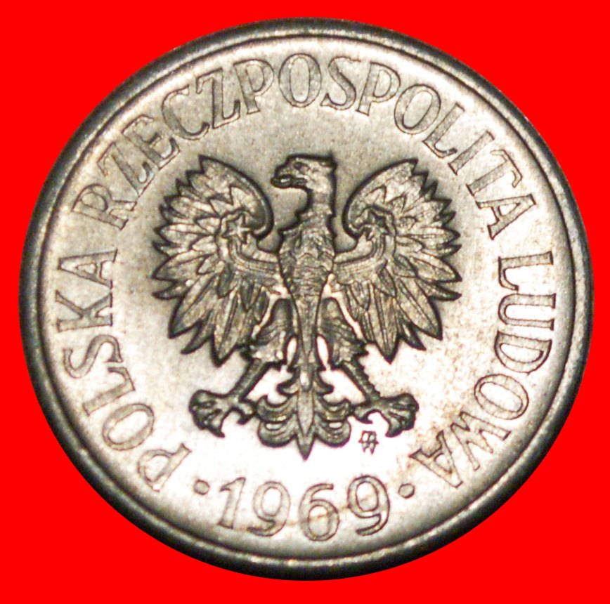  * SOCIALIST STARS ON EAGLE (1957-1985): POLAND ★ 20 GROSZES 1969! DIE I UNC! LOW START ★ NO RESERVE!   