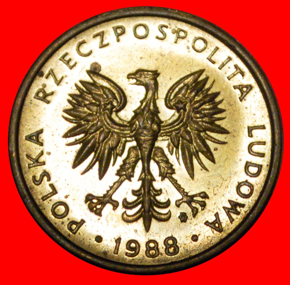  * SOCIALIST STARS ON SMALL EAGLE (1978-1988): POLAND ★ 5 ZLOTY 1988 UNC ★ LOW START ★ NO RESERVE!   
