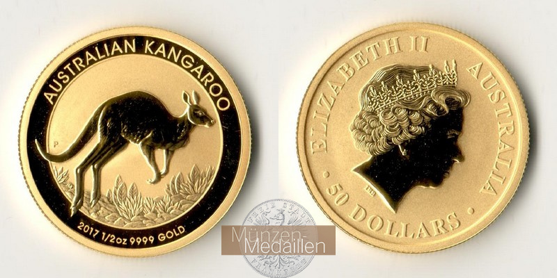 Australien 50 Dollar MM-Frankfurt Feingold: 15,55g Kangaroo 2017 