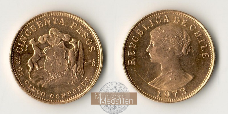 Chile MM-Frankfurt Feingold: 9,153g 50 Pesos 1973 